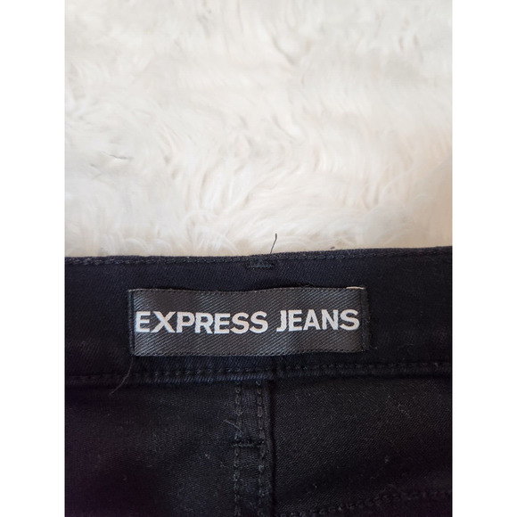 Express Jeans Women's Black Mid- Rise Distressed‎ Legging Jeans Size 4s - Picture 3 of 7